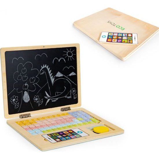 Ecotoys dřevěný notebook s magnetickým monitorem