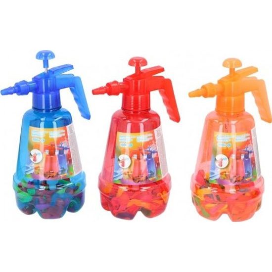 Pumpa na vodní bomby + bomby 100ks - mix barev