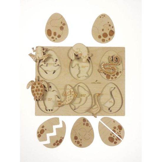 Vajcia - edukatívne drevené puzzle - ČESKÁ VERZIA