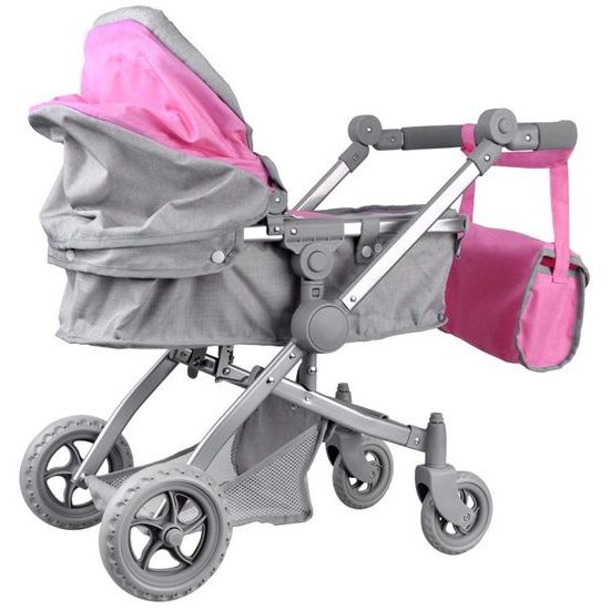 Kočárek pro panenky 4v1 kombinovaný Alice 4543 růžový