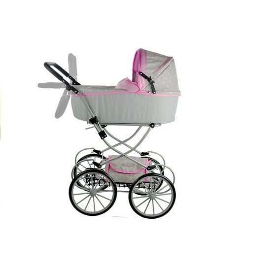 Kočárek pro panenky Alice Retro béžovo-růžový