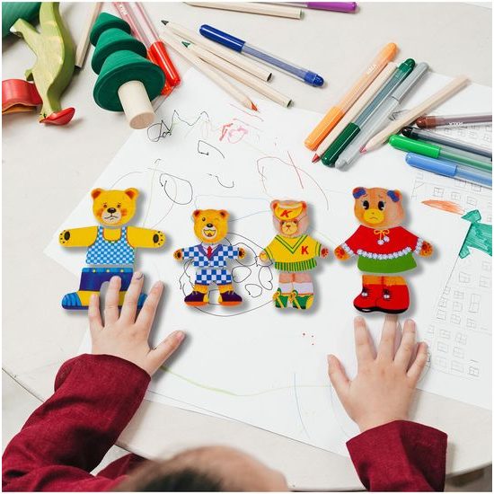 Dřevěná ukládačka s medvídky Bear Dresses