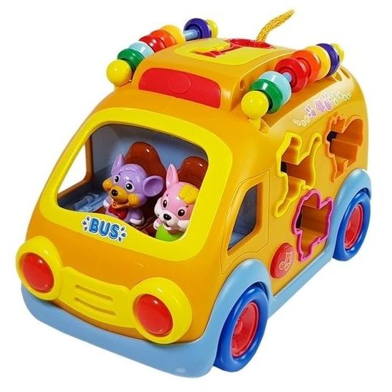 Huile Toys interaktivní autíčko pro nejmenší se zvuky Shape Sorting Bus
