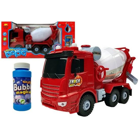 Majlo Toys autíčko míchačka s bublifukem a melodiemi Happy Papa červené