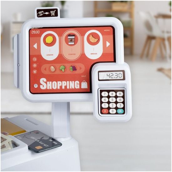 Dětský obchod Supermarket s lednicí a nákupním košíkem 65 součástí