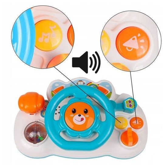 Interaktivní volant pro nejmenší se světlem a zvukem Lion Driver modrý