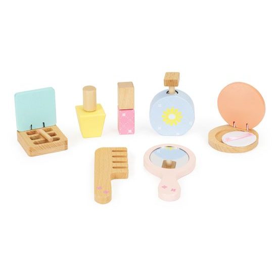 Ecotoys dřevěná kosmetická souprava Beauty Bag 7 součástí