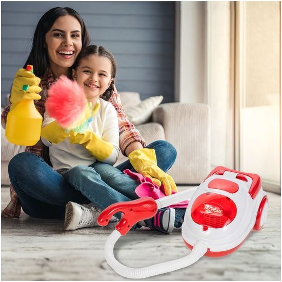 Dětský vysavač na baterie se světlem My Home červený