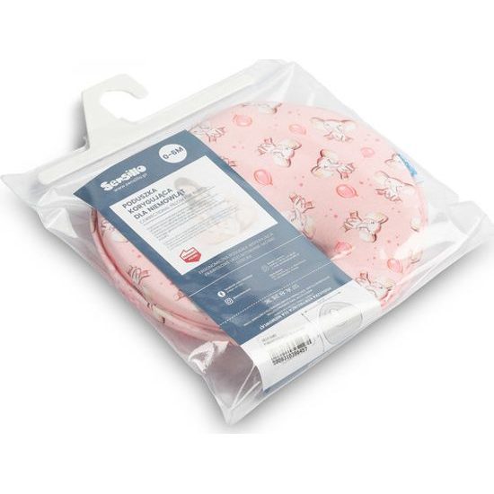 Ergonomický polštář pod hlavičku, Sloník, růžová