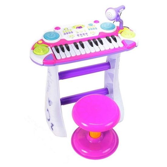 Dětské elektronické klávesy s mikrofonem a židličkou Music Keyboard růžové