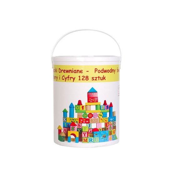 Doris sada dřevěných kostek 128 ks v kyblíku