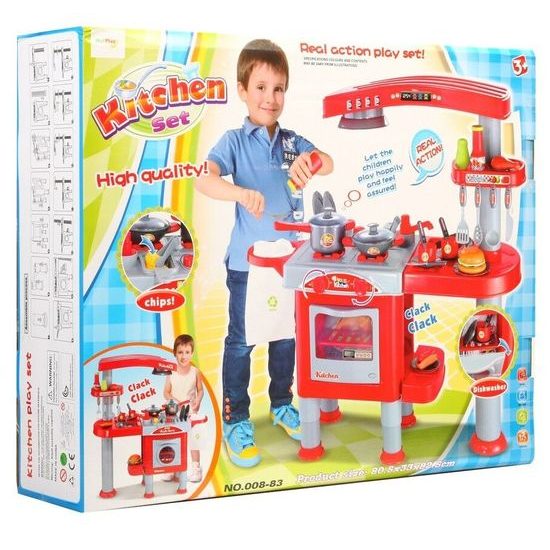 Velká dětská kuchyňka s digestoří a příslušenstvím Red Kitchen