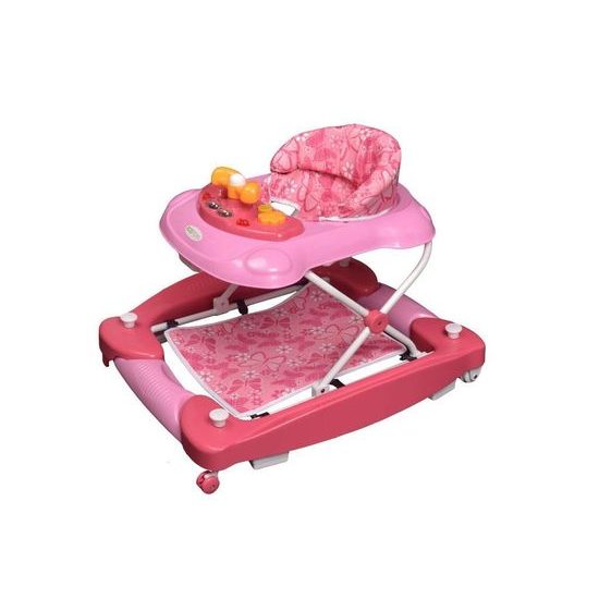 Ecotoys dětské chodítko s houpačkou 2v1 růžové