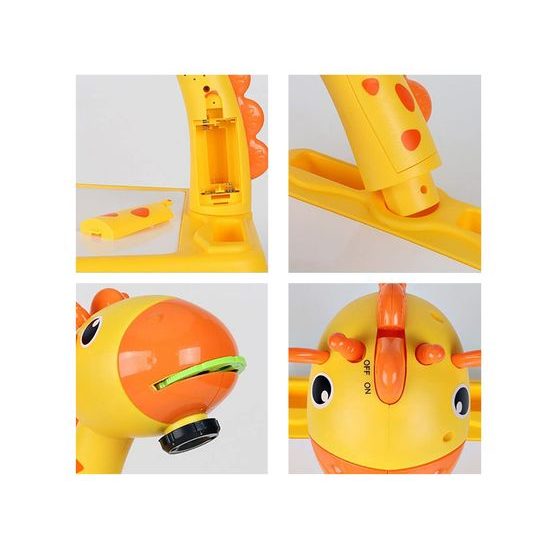 Projektor s kreslící tabulkou a 24 šablonami Žirafa - žlutý