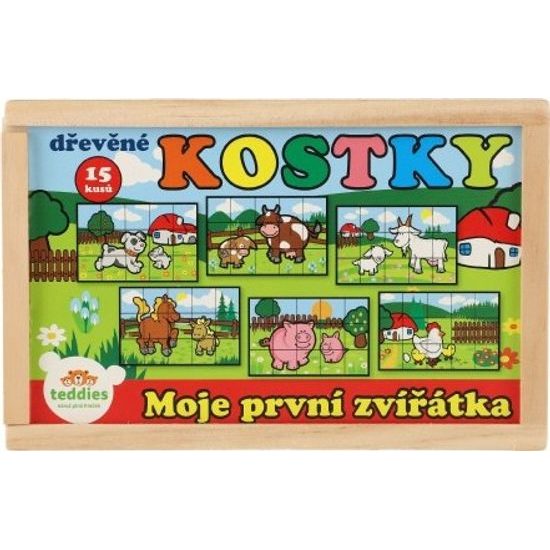 Dřevěné kostky - Moje první zvířátka 15ks