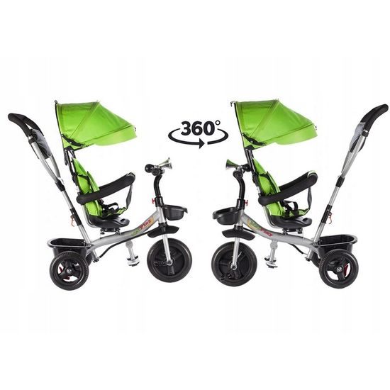Dětská tříkolka 3v1 s otočným sedadlem S360 zelená