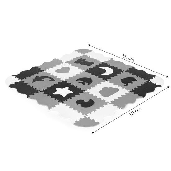 Ecotoys pěnová puzzle hrací deka Gray Puzzle 121 x 121 cm