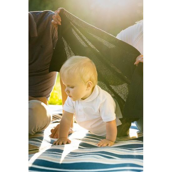 Sensillo dětská deka do kočárku pletená 100% bavlna modrá