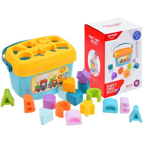 Haunger sada vkládacích kostek s kyblíčkem pro nejmenší First Blocks