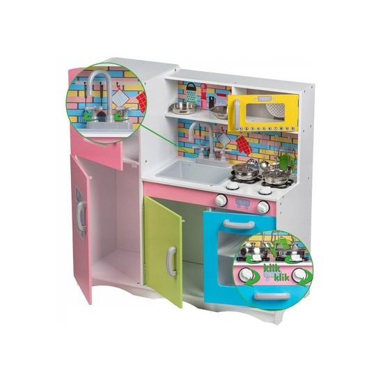 Ecotoys dětská dřevěná kuchyňka Pastelová