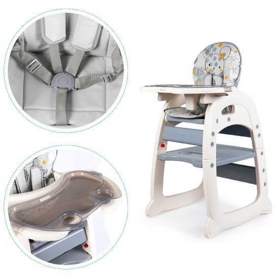 ROZBALENO Ecotoys jídelní židlička 2v1 Myška šedá