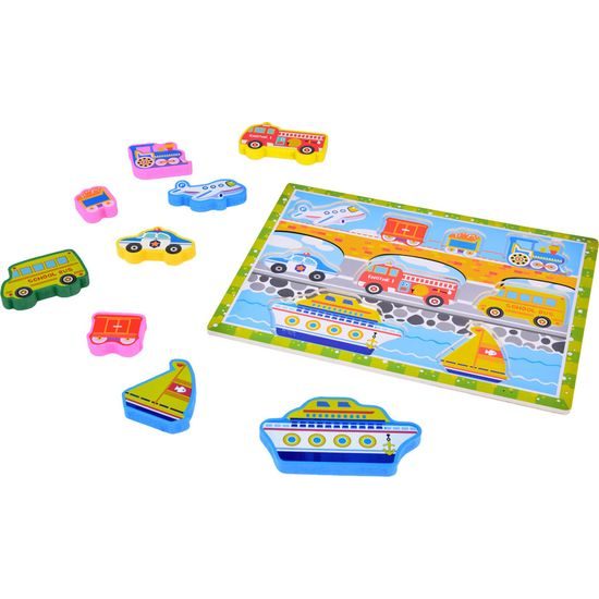 Dřevěné puzzle dopravní vozidla 9 dílné
