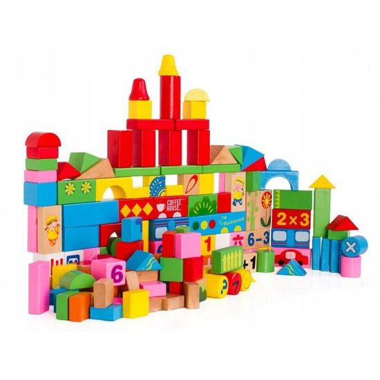 Doris sada dřevěných kostek 158 ks v kyblíku