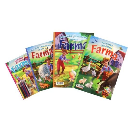 Omalovánky+aktivity/Maľovanky+aktivity Na farmě/Na farme 4ks + pastelky CZ+SK verze