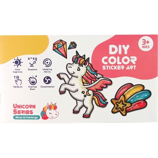 Sada barviček na sklo s předlohou - jednorožec