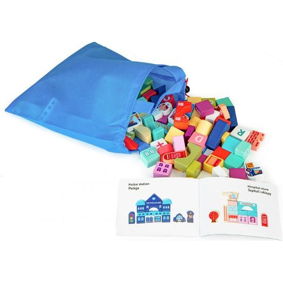 Ecotoys sada dřevěných kostek 121 ks v Městečko