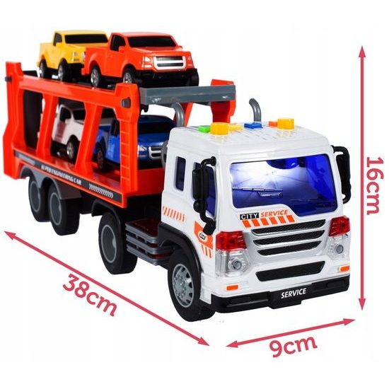 Nákladní auto se 4 autíčky světly a zvuky City Service 1:16