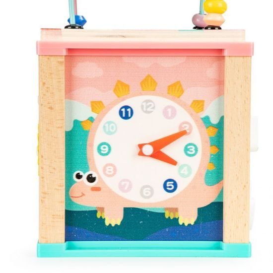 Ecotoys dřevěná edukační kostka s labyrintem Dino Cube 5v1