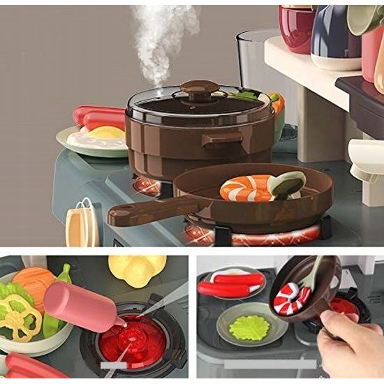 Dětská mini kuchyňka se zvuky a párou Little Chef- hnědá