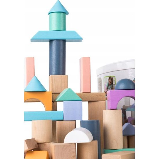 Ecotoys sada dřevěných kostek 50 ks v boxu NEO