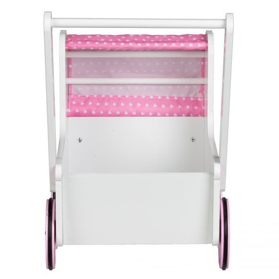 Ecotoys dětské dřevěné chodítko kočárek se srdíčky