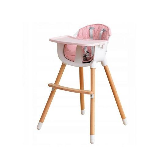 Ecotoys dřevěná jídelní židlička 2v1 růžová