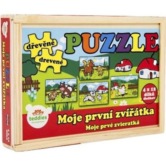 Dřevěné Puzzle - Moje první zvířátka 4x12 dílků