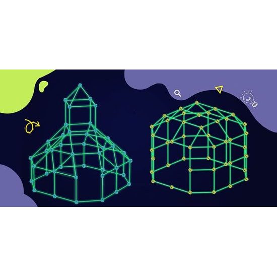 Svítící kreativní stavebnice ze slámek Creative Forts 52 dílků