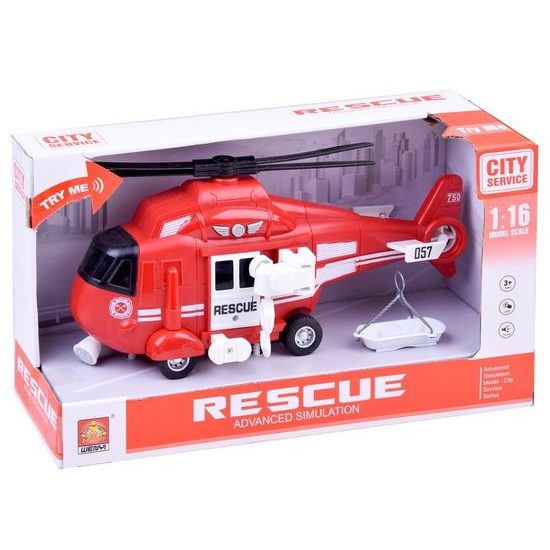 Interaktivní helikoptéra se světly a zvuky City Rescue 1:16