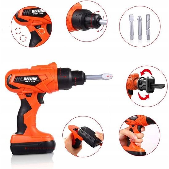 Dětská pracovní dílna s vrtačkou na baterie v kufříku s kolečky