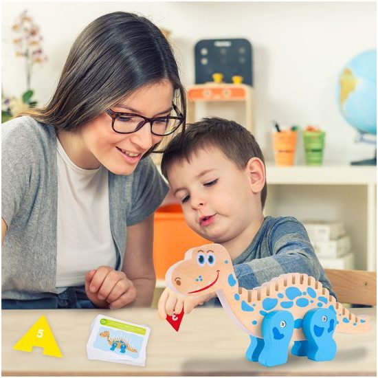 Dřevěná ukládačka pro děti Dinosaurus