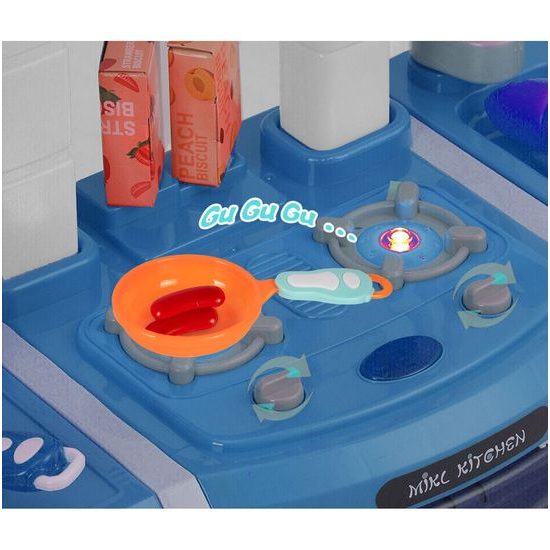 Veľká detská kuchynka s tečúcou vodou, zvukmi a svetlami Simulation Kitchen - modrá