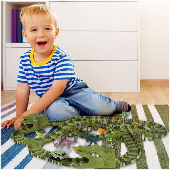 Autodráha s autíčkem na baterie a dinosaury 240 dílků Dino Track
