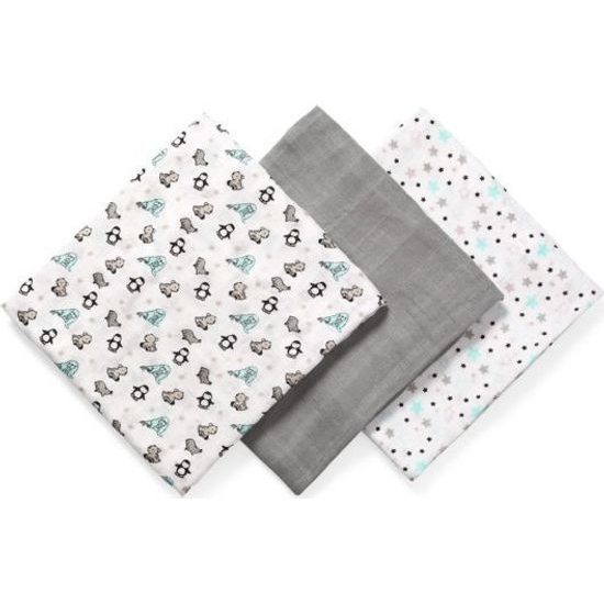 BABYONO Plenky bambusové 3 ks šedé