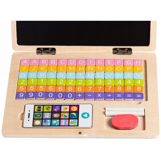 Ecotoys dřevěný notebook s magnetickým monitorem