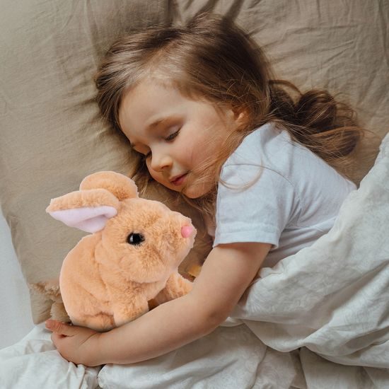 Interaktivní plyšový králíček v přepravce Plush Pet - hnědý