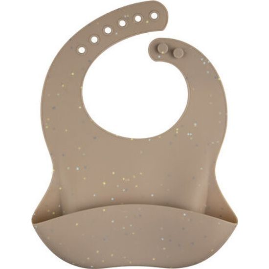 Canpol babies Silikonový bryndák s kapsou DOTS béžový