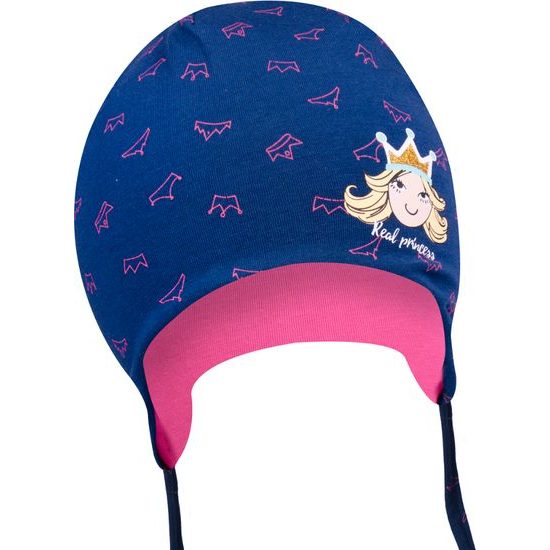 YO ! Bavlněná čepička YO ! Little princess - granátová - se zavazováním 56-62 (0-3m)