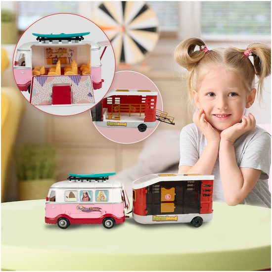 Autobus pro panenky s přívěsem a příslušenstvím Fashion Car