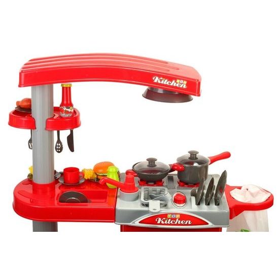 Velká dětská kuchyňka s digestoří a příslušenstvím Red Kitchen